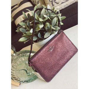 Coach purple metallic wristlet NWT